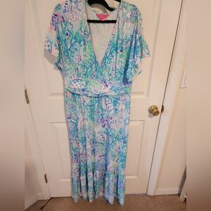 EUC Lilly Pulitzer Sz XL Jessi Midi Dress Craysea Sz XL